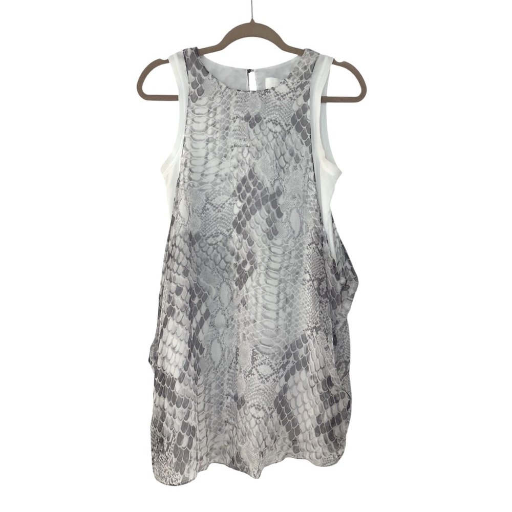 Sleeveless Gray Snake-Print Mini Dress